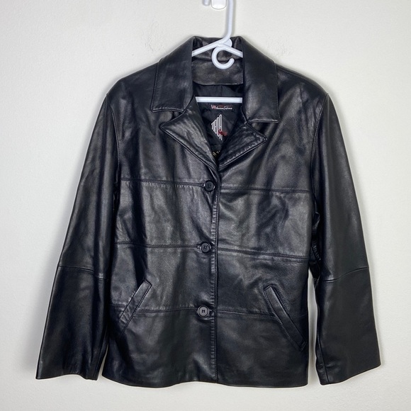 Tibor Leathers Women's Medium Black Leather Jacket Retro Vintage 90s - Picture 1 of 9